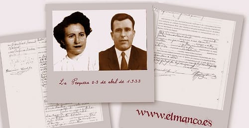 Basiliso Serrano y Rufina Monteagudo Ponce el día de su boda, 1933